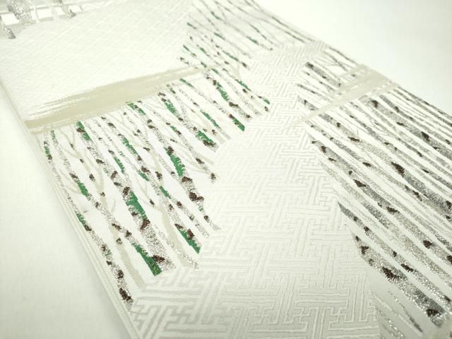 平和屋着物●六通柄　本袋帯　唐織　白樺印宝文　金銀糸　正絹　逸品　DABD1894ps 平和屋着物○六通柄 本袋帯 唐織 白樺印宝文 金銀糸 正絹 逸品