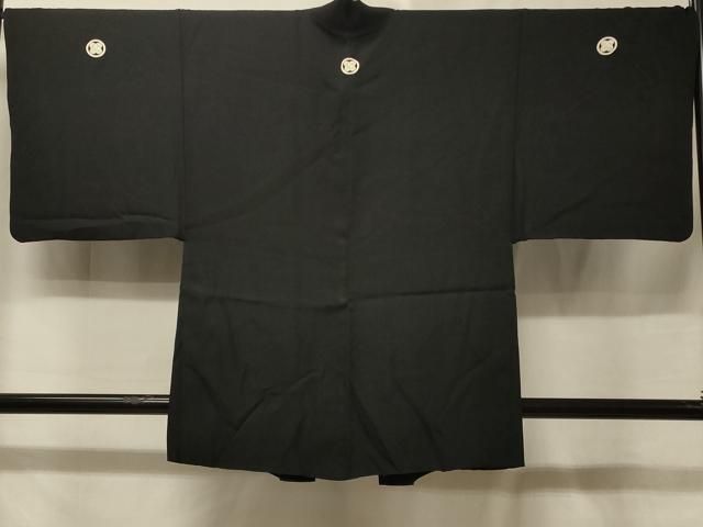 平和屋着物＃男性　羽織　黒紋付き　羽裏：達磨　金糸　正絹　逸品　CABE5510in