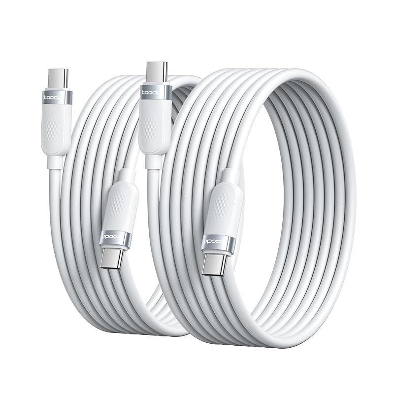 【新品】 toocki usb c ケーブル 60W シリコン素材【3M+3M ホワイト】2本セット 柔らかい 絡まない PD/QC対応 急速充電 タイプC 結束バンド付き 充電 charge iPhone 17/iPhone 16/iPhone 15/P 0