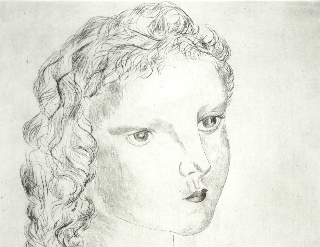 藤田 嗣治「バラを持つ少女」エッチング（銅版画） パリに最も愛された