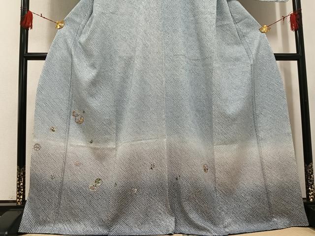 平和屋着物●訪問着　総絞り　刺繍　雪輪草花文　暈し染め　金糸　正絹　逸品　AABH4047ph 平和屋着物○訪問着 総絞り 刺繍 雪輪草花文 暈し染め 金糸 正絹 逸品