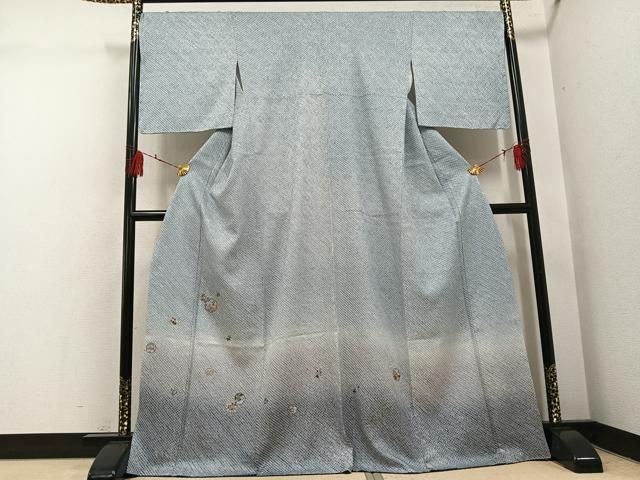 平和屋着物●訪問着　総絞り　刺繍　雪輪草花文　暈し染め　金糸　正絹　逸品　AABH4047ph 平和屋着物○訪問着 総絞り 刺繍 雪輪草花文 暈し染め 金糸 正絹 逸品