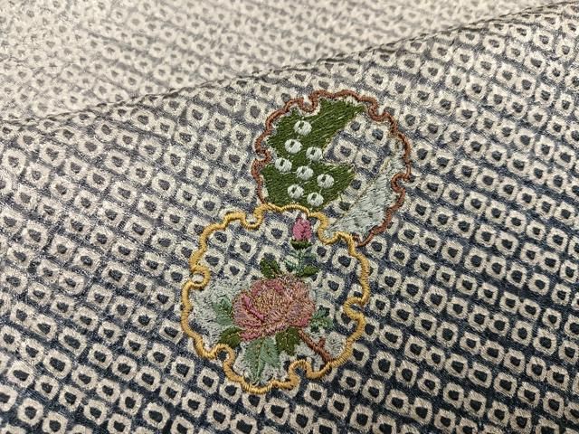 平和屋着物●訪問着　総絞り　刺繍　雪輪草花文　暈し染め　金糸　正絹　逸品　AABH4047ph 平和屋着物○訪問着 総絞り 刺繍 雪輪草花文 暈し染め 金糸 正絹 逸品