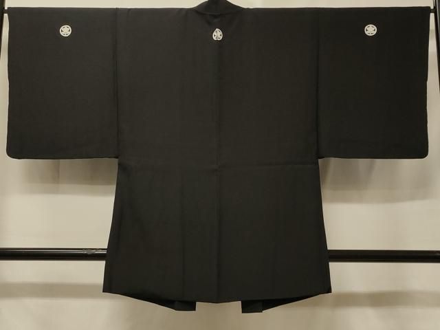 平和屋着物＃男性　羽織　黒紋付き　正絹　逸品　CABE5472in