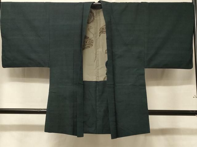 平和屋着物＃男性　長羽織　紬地　霞文　正絹　逸品　CABE5478in