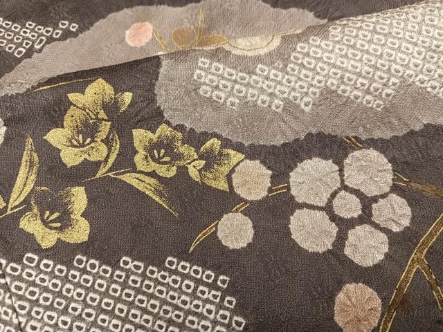 平和屋着物○訪問着 絞り 草花文 金彩 正絹 逸品 AABH3079ph - メルカリ