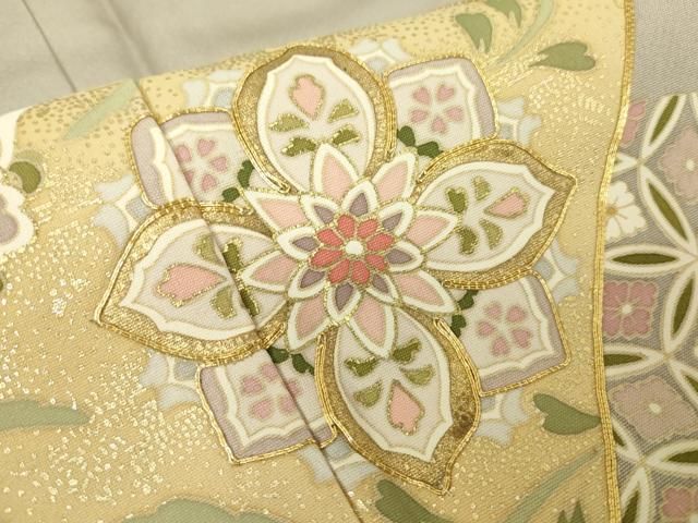 平和屋着物○豪華色留袖 駒刺繍 正倉院花文 暈し染め 金彩 正絹 逸品