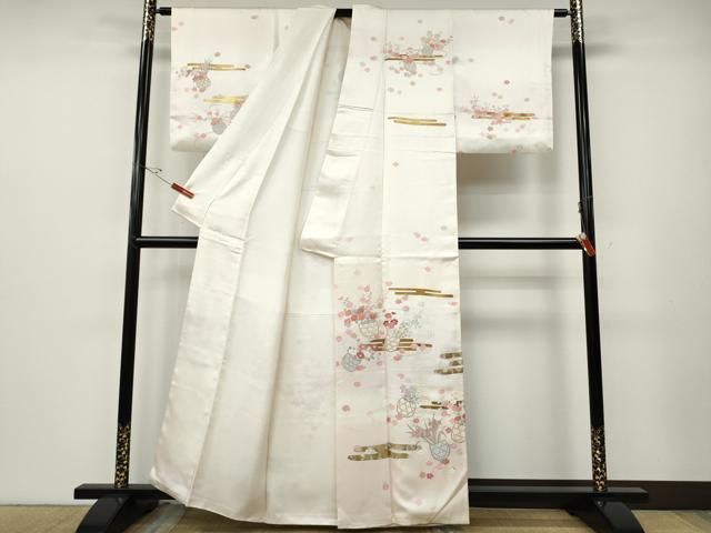 平和屋着物●訪問着　エ霞花籠文　暈し染め　金銀彩　正絹　逸品　CABE6888ut 平和屋着物○訪問着 エ霞花籠文 暈し染め 金銀彩 正絹 逸品 CABE6888ut