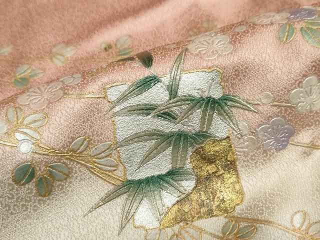 平和屋着物●訪問着　色紙草花文　暈し染め　金銀彩　正絹　逸品　DABC2753ud 平和屋着物○訪問着 色紙草花文 暈し染め 金銀彩 正絹 逸品 DABC2753ud