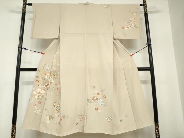 平和屋着物○訪問着 駒刺繍 花鳥文 金彩 正絹 逸品 AAAO1331ck 平和屋