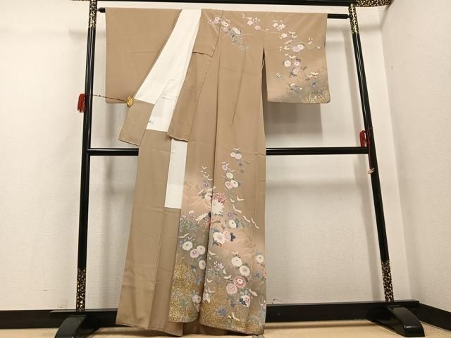 平和屋着物○訪問着 枝花文 金銀彩 鈴乃屋扱い 正絹 逸品 AABH3025ph