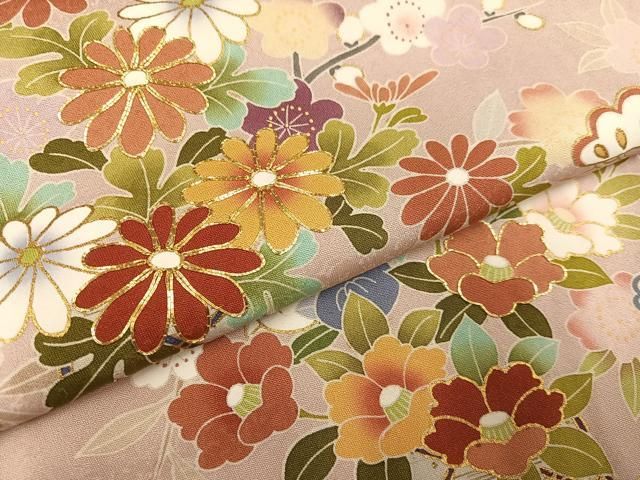 平和屋着物■訪問着　舞花霞文　暈し染め　金彩　正絹　逸品　AABF3279fw 金彩 暈し染め 平和屋着物○訪問着 花車文 霞草花文 仮絵羽
