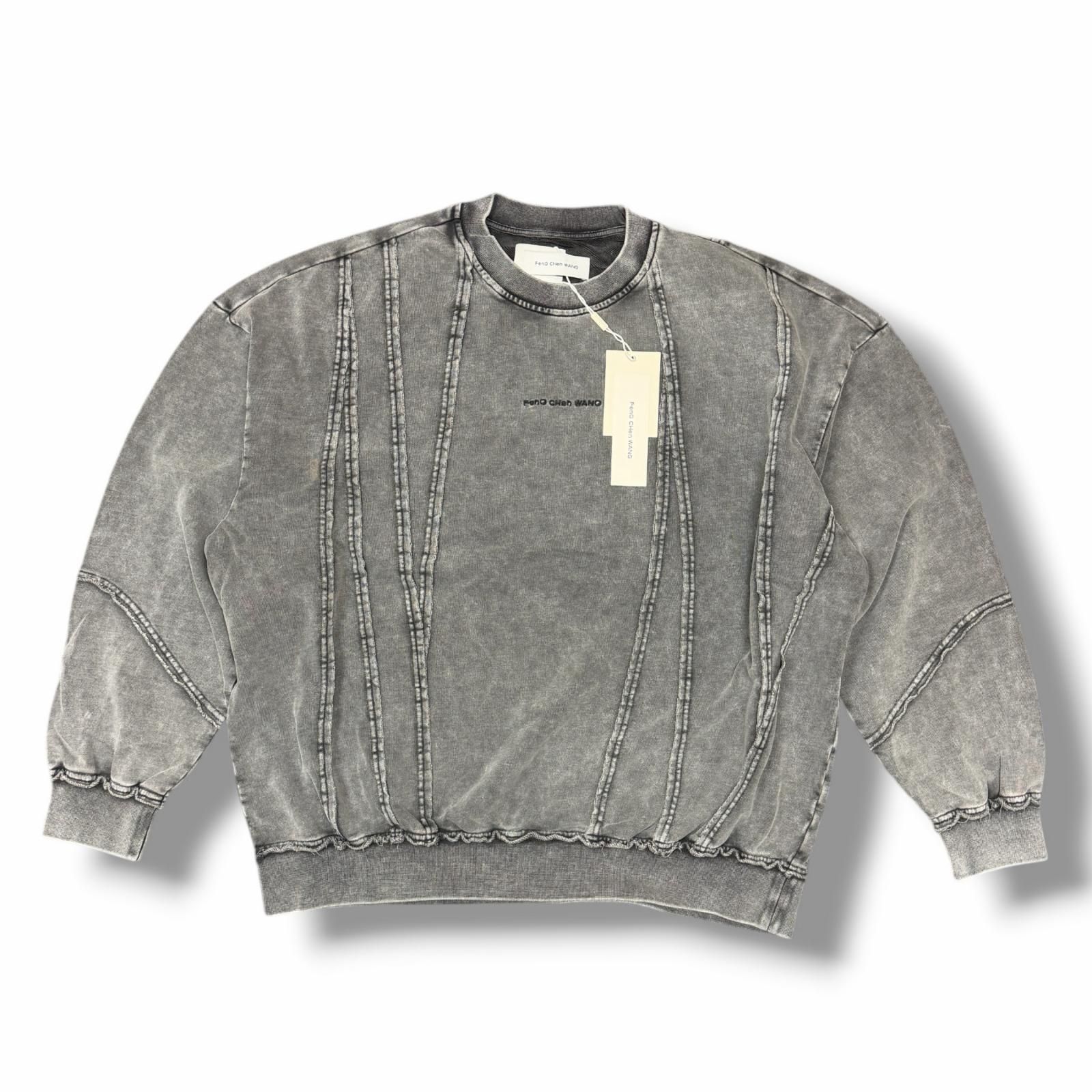 未使用 Feng Chen Wang 25SS Tie-Dye Panelled Sweater タイダイパネルドスウェット トレーナー フェンチェンワン FUS19SW01B グレー M （4430M） 未使用 Feng Chen Wang 25SS Tie-Dye Panelled Sweater タイダイパネル