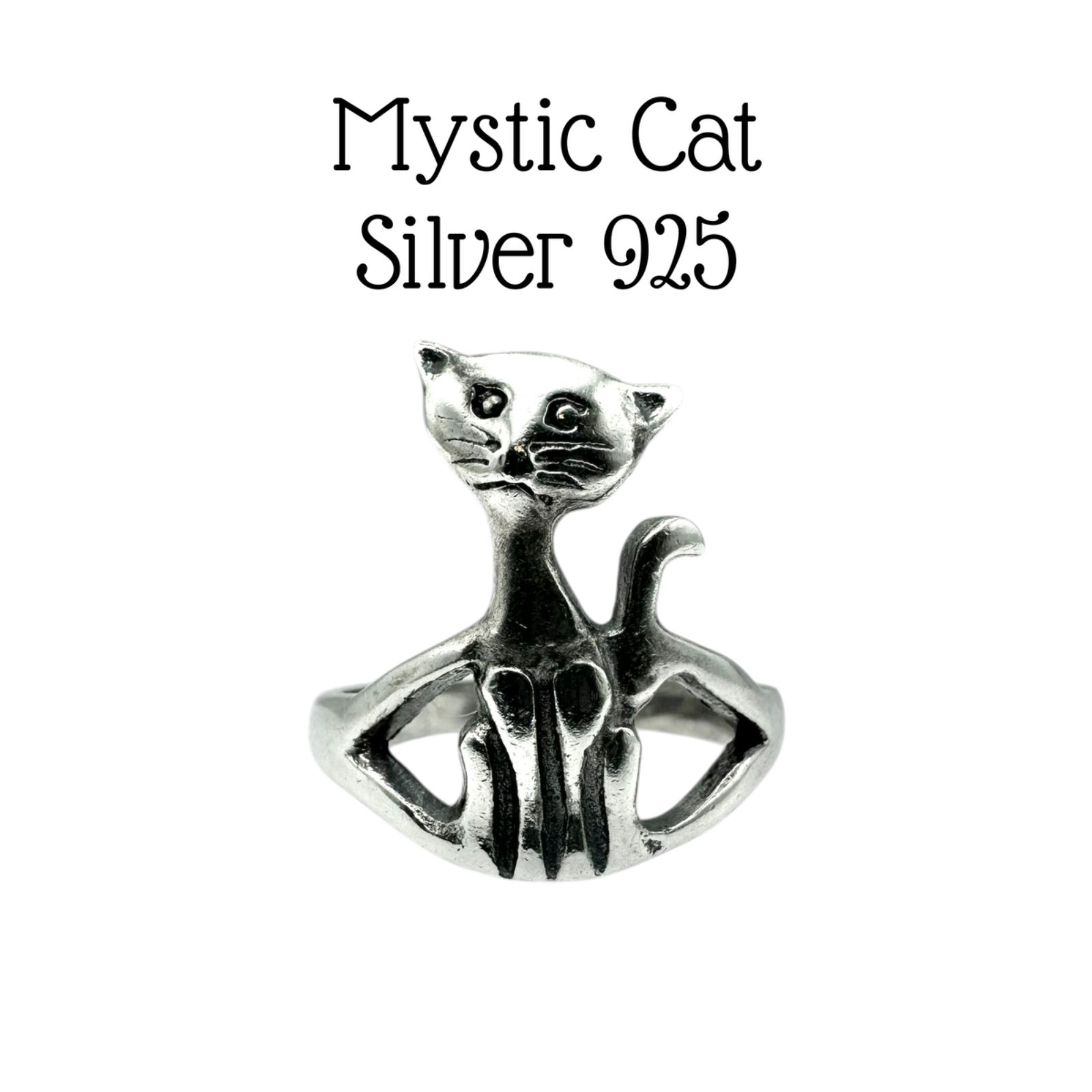妖しさを纏う】キャット 猫 Silver 925 刻印 00s Vintage Design Ring 