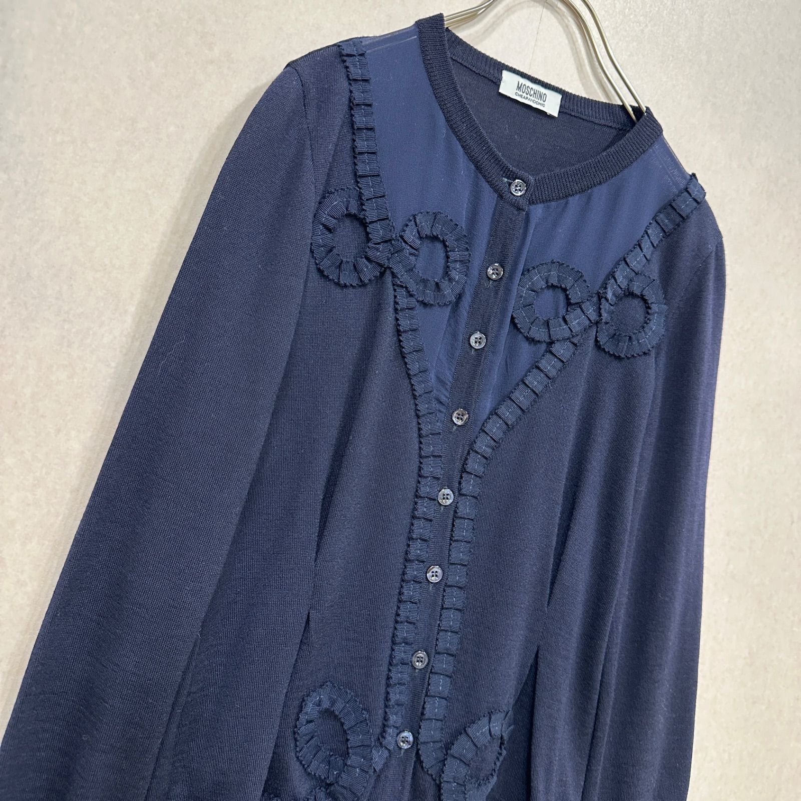 MOSCHINO CHEAPANDCHIC レース刺繍カーディガン ブラック F 低 価格