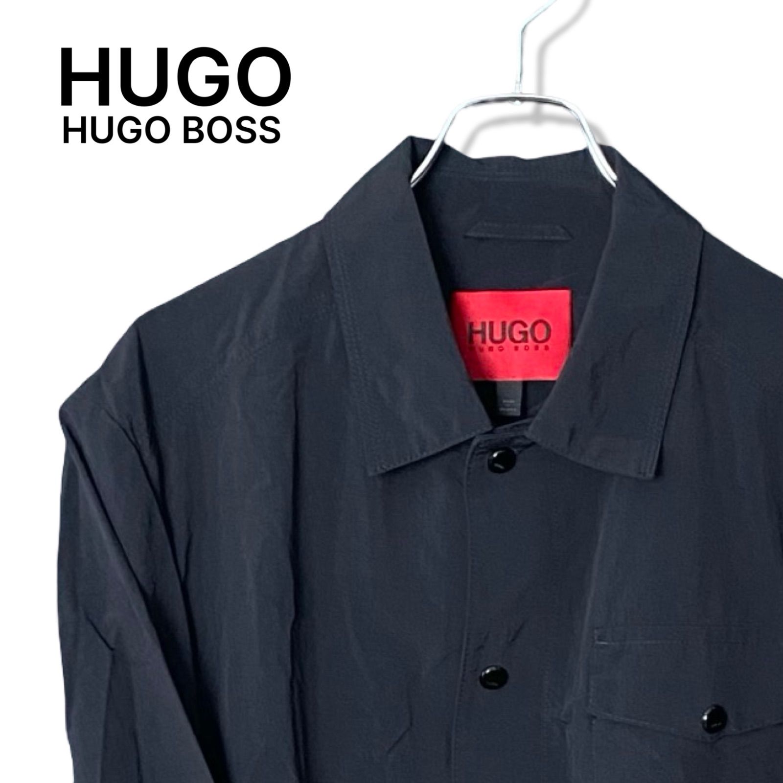 HUGO ヒューゴ HUGO BOSS ブラック ナイロンジャケット シャツ 