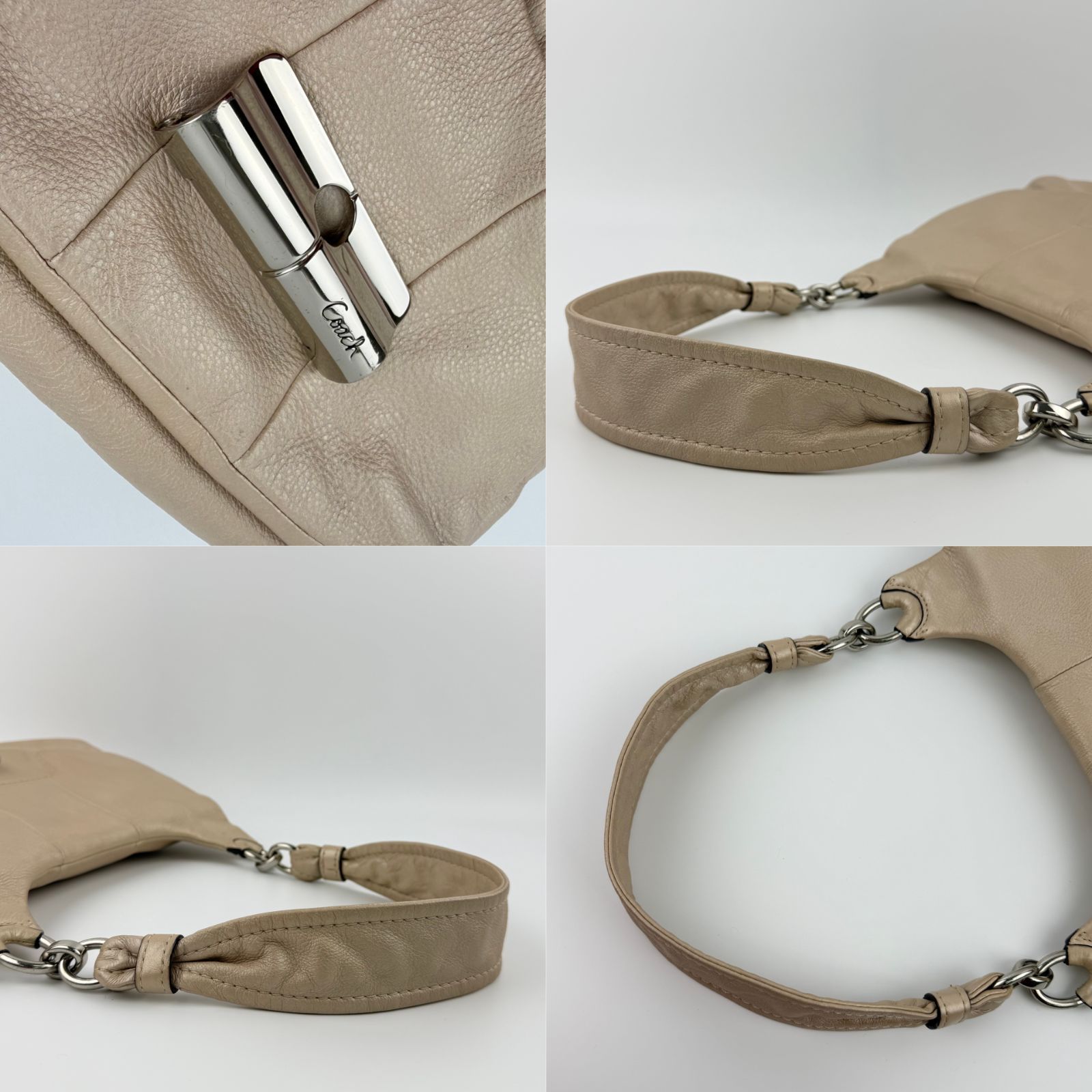 中古】COACH コーチ ショルダーバッグ ベージュ レザー ヴィンテージ 