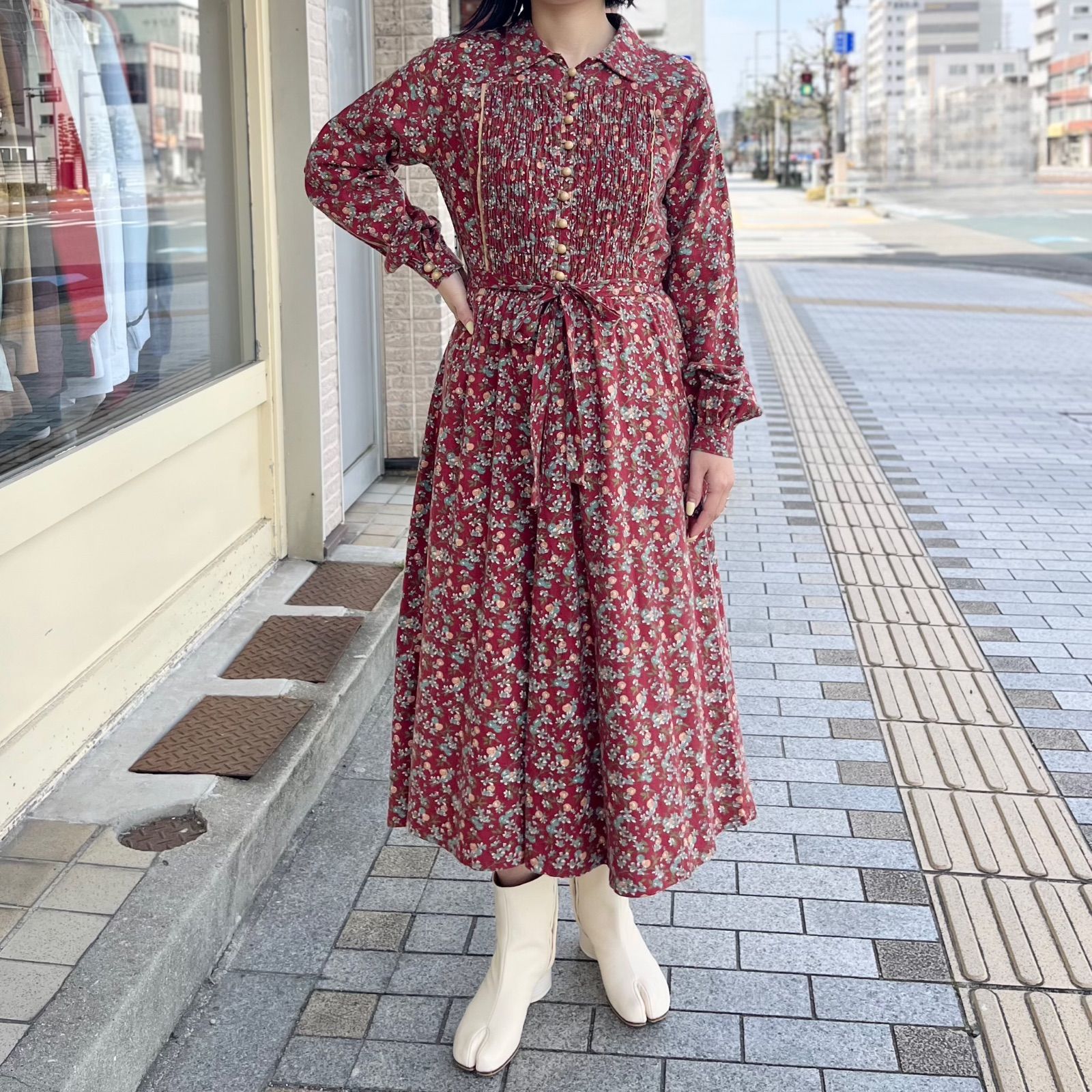 70s 〜リバティプリント長袖ワンピース LIBETY 花柄ワンピース - メルカリ