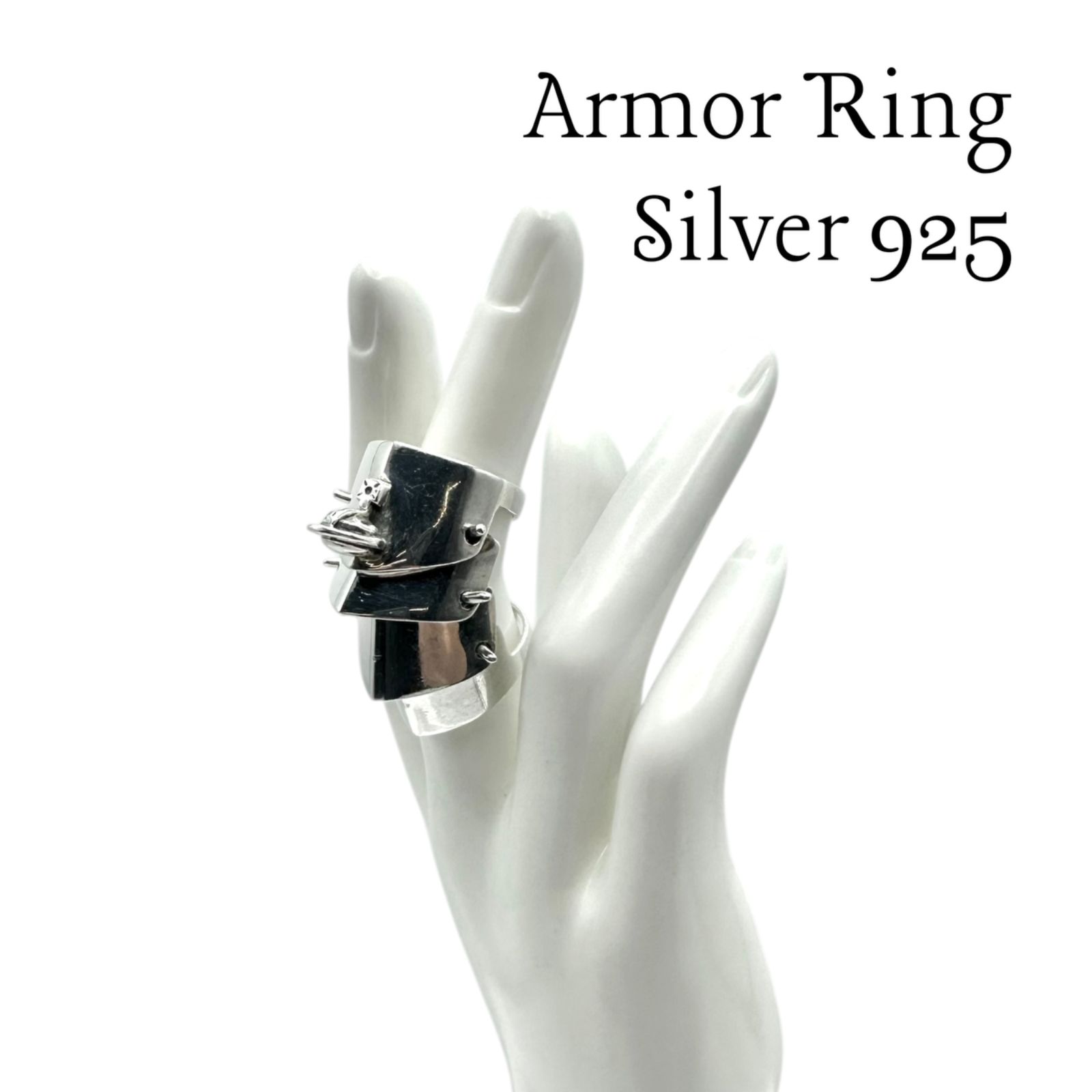 圧倒的存在感】 アーマーリング Silver 925 刻印 Design Ring シルバー