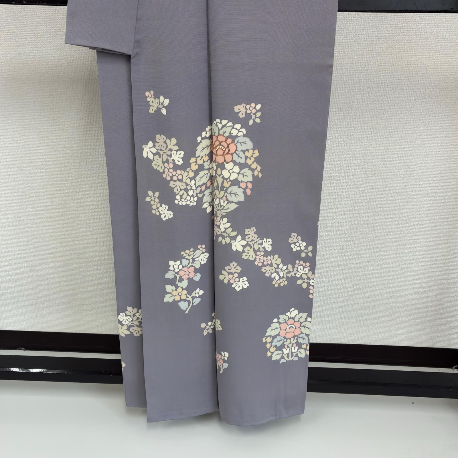 楓】単衣 付け下げ 正絹 紋なし 美しい染めの花 着物 KK-2407 正絹