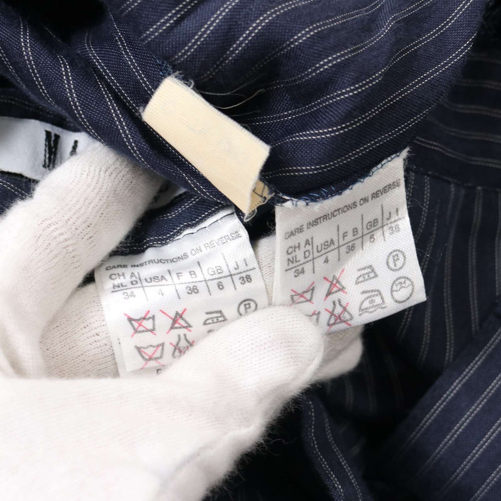 MARELLA マレーラ 春夏★ リネン ダブル ストライプ ビジネス セットアップ スーツ イタリア製 Sz.38 レディース 紺 MARELLA マレーラ 春夏☆ リネン ダブル ストライプ ビジネス