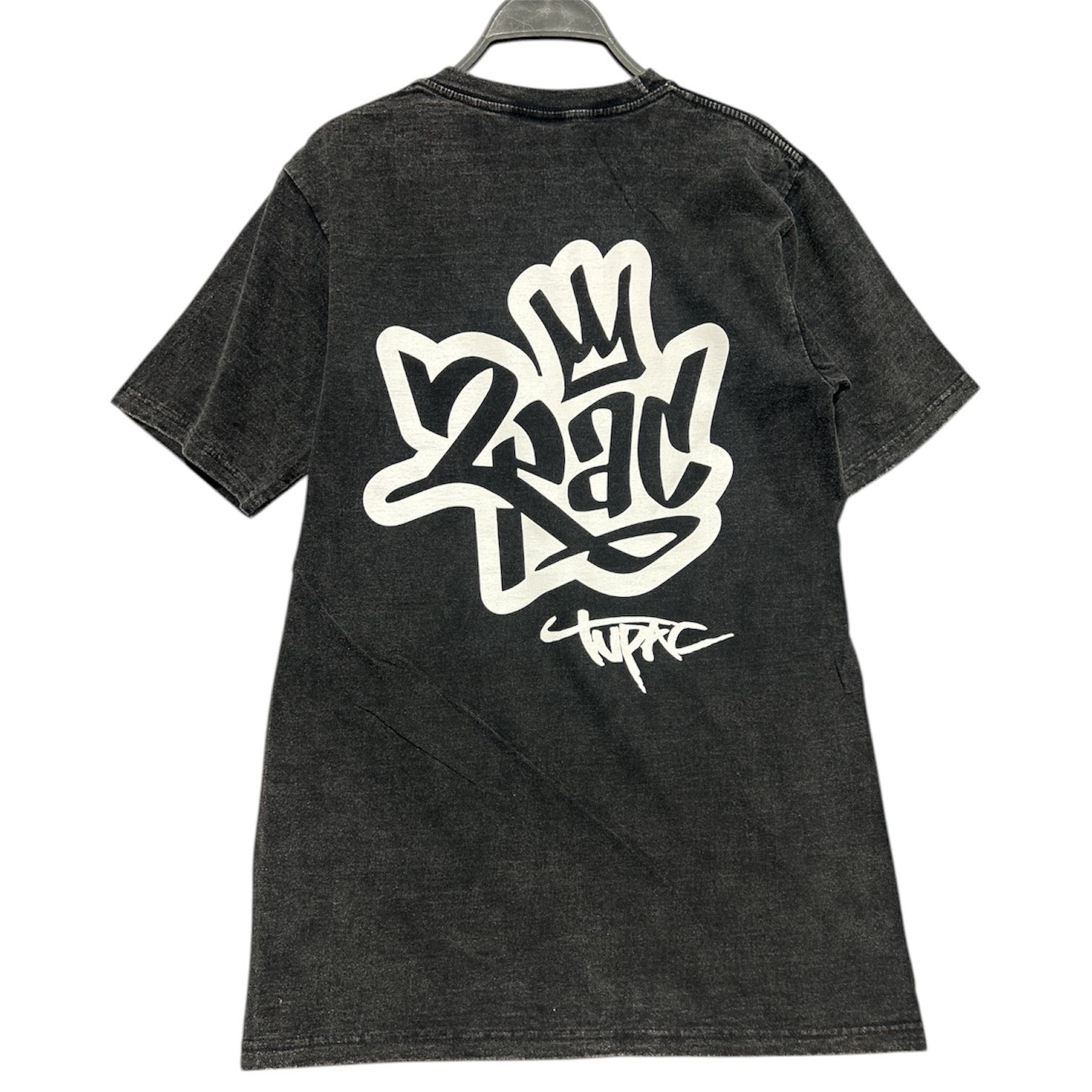 新品 2PAC トゥパック Tシャツ L 半袖 黒 グレー ビンテージ風 ヒップ