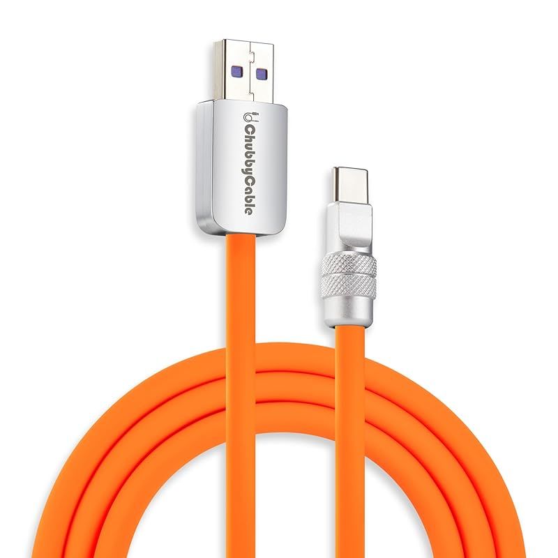 【新品】 chubbycable USB C ケーブル 耐久性のあるソフトシリコン製 240W 急速充電 スマートフォン タイプc ケーブル データ転送コード iPhone 17/16/15シリーズ iPad 対応, オレンジ, USB-A から Type 0