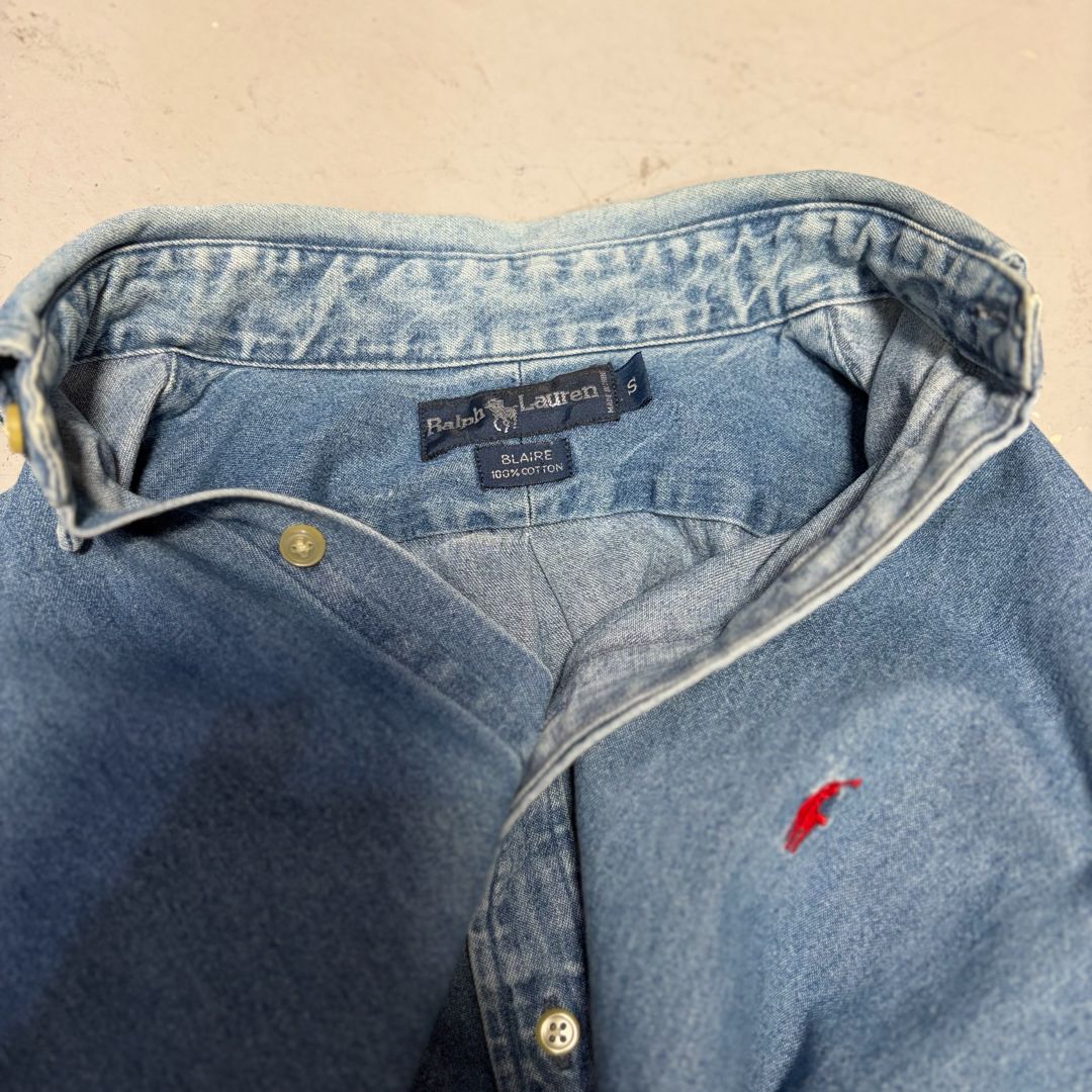 90s Ralph Lauren BLAIRE デニムシャツ ポニー刺繍 90年代 ラルフ 