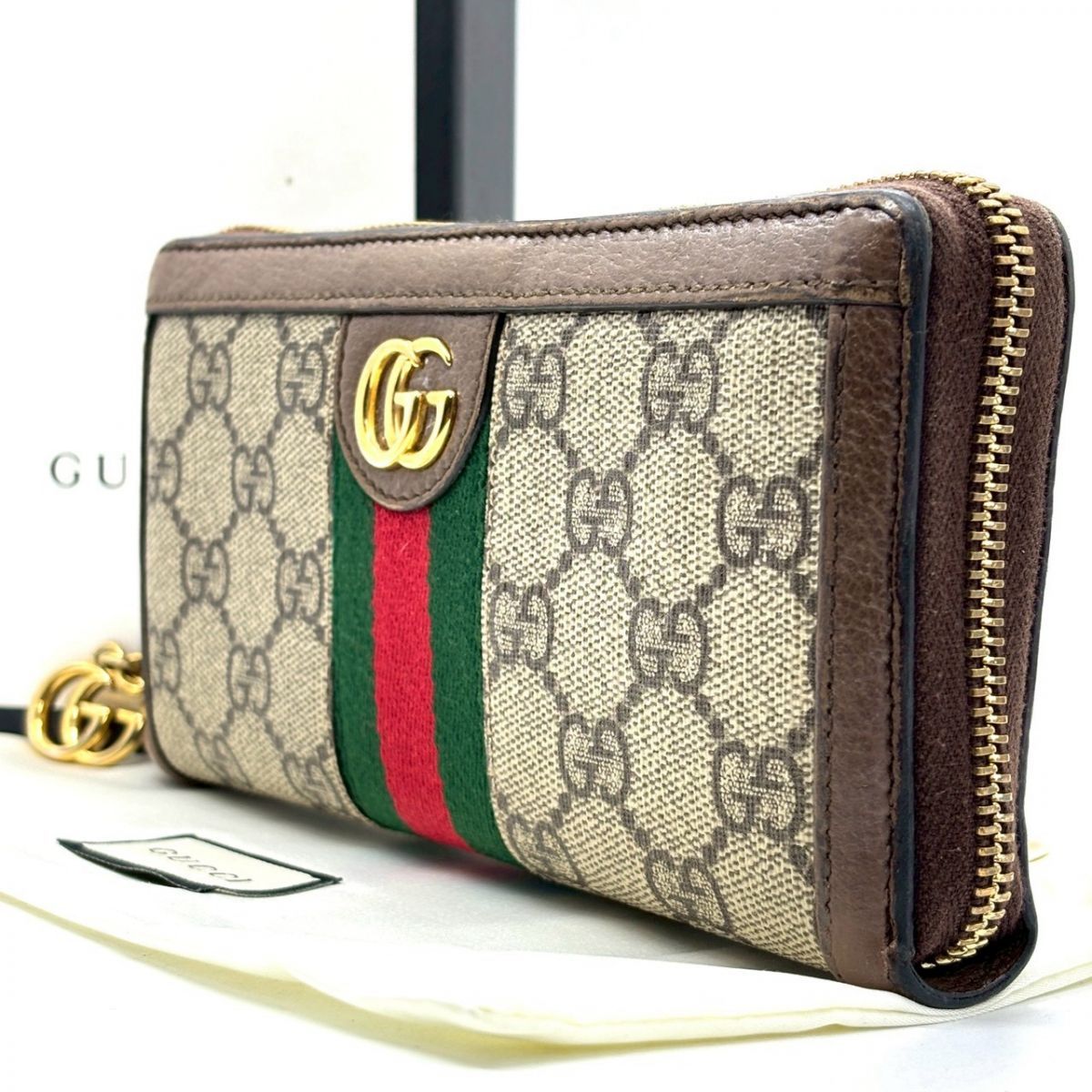 GUCCI オフィディア GGスプリーム シェリーライン 長財布 ゴールド金具