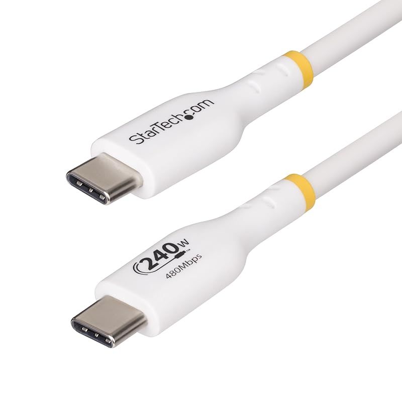【新品】 StarTech.com USB-C充電ケーブル／3m／USB 2.0／240W／Power Delivery 3.1 EPR／USB-IF認証品／オス・オス／ホワイト／PD対応 Type-C データ転送 急速 高速充電コード USB2EPR3M 1