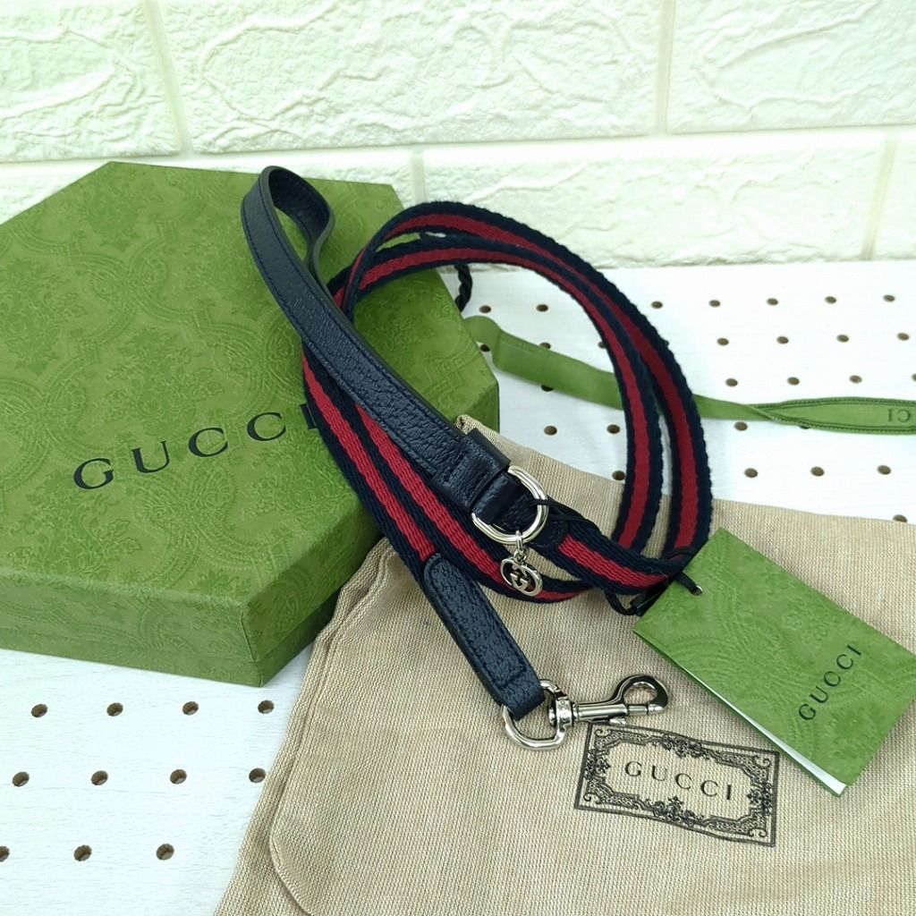GUCCI グッチ　エクストラ スモール ペット リード　ネイビー　レッド　イタリア製 GUCCI グッチ エクストラ スモール ペット リード ネイビー レッド