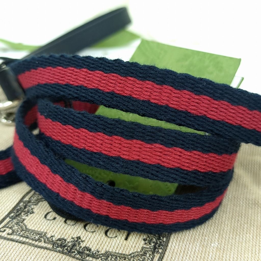 GUCCI グッチ　エクストラ スモール ペット リード　ネイビー　レッド　イタリア製 GUCCI グッチ エクストラ スモール ペット リード ネイビー レッド