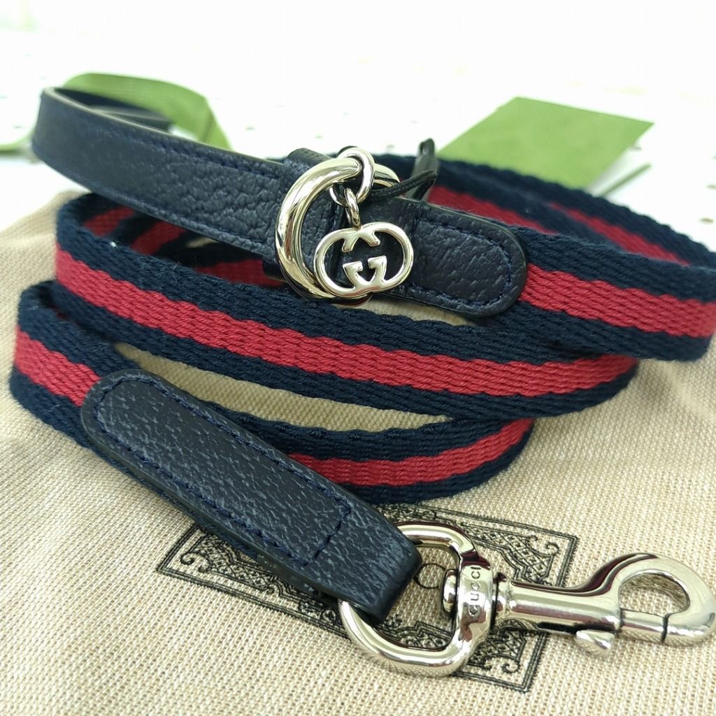 GUCCI グッチ　エクストラ スモール ペット リード　ネイビー　レッド　イタリア製 GUCCI グッチ エクストラ スモール ペット リード ネイビー レッド