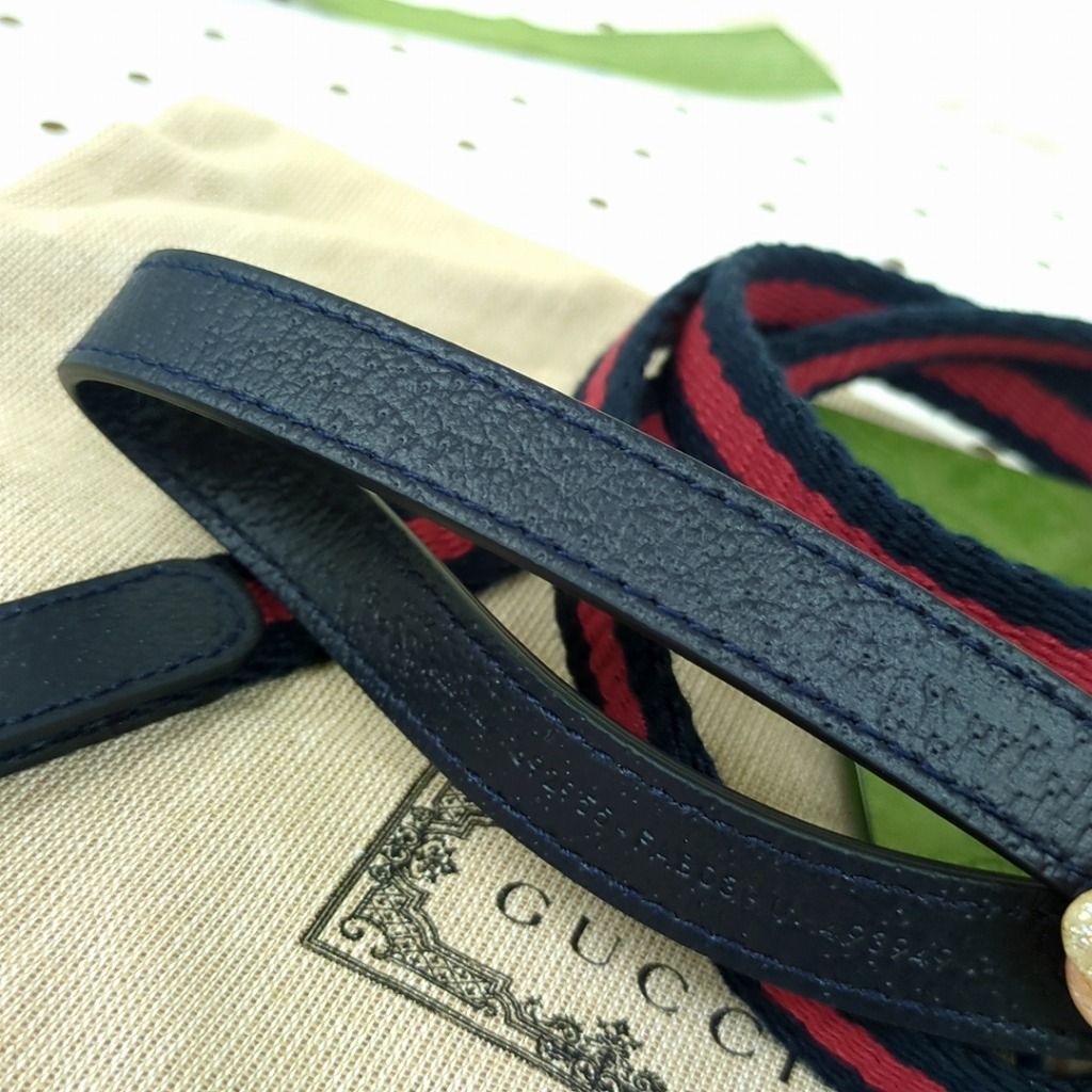 GUCCI グッチ エクストラ スモール ペット リード ネイビー レッド