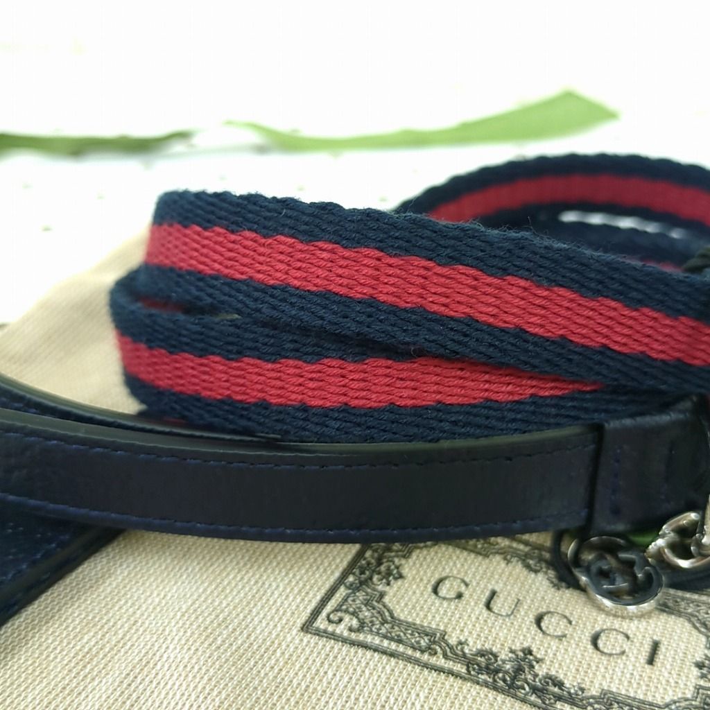 GUCCI グッチ エクストラ スモール ペット リード ネイビー レッド