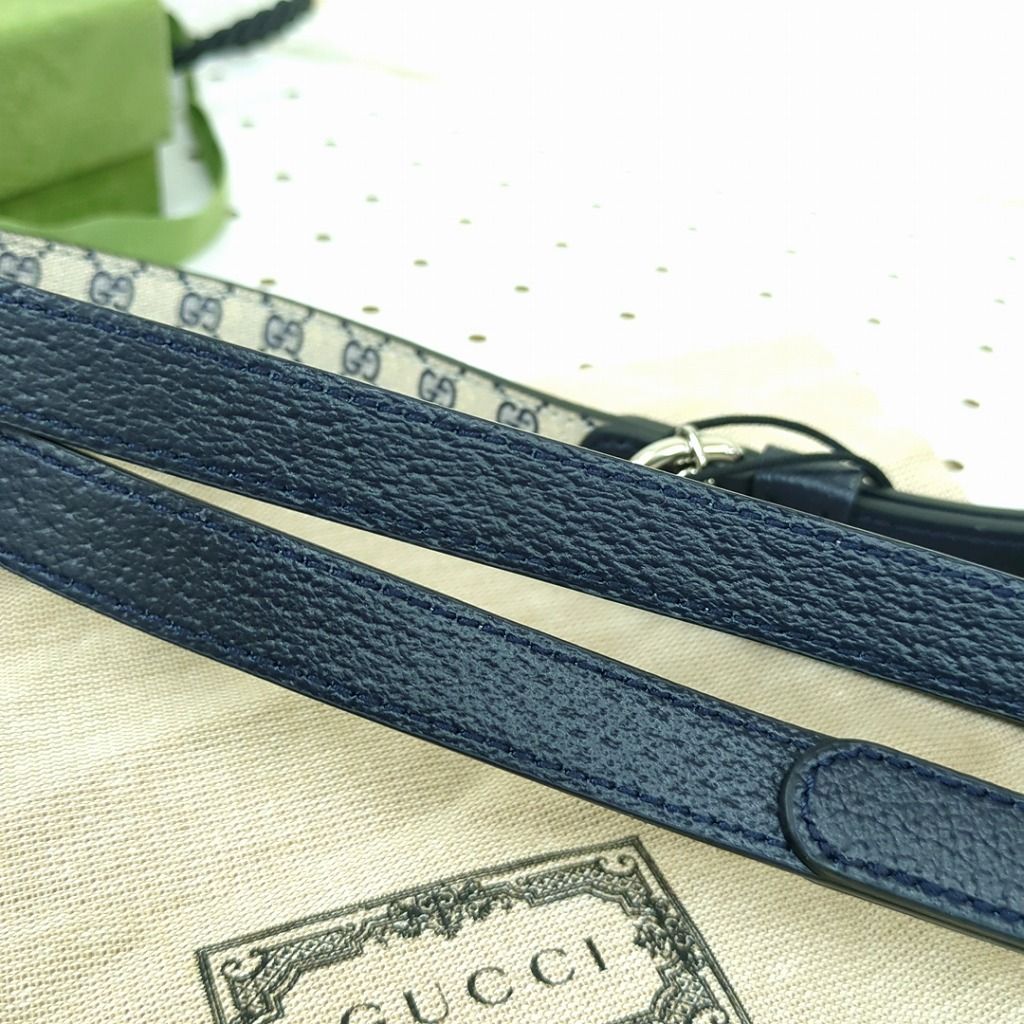 GUCCI グッチ エクストラ スモール ペット リード ネイビー ベージュ