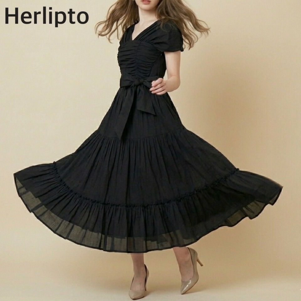 美品 Herlipto ハーリップトゥ Days Of Sunshine Dress ティアード