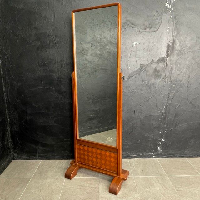 手渡し歓迎 江戸指物 姿見 【中古】スタンドミラー 全身鏡 約56×30 
