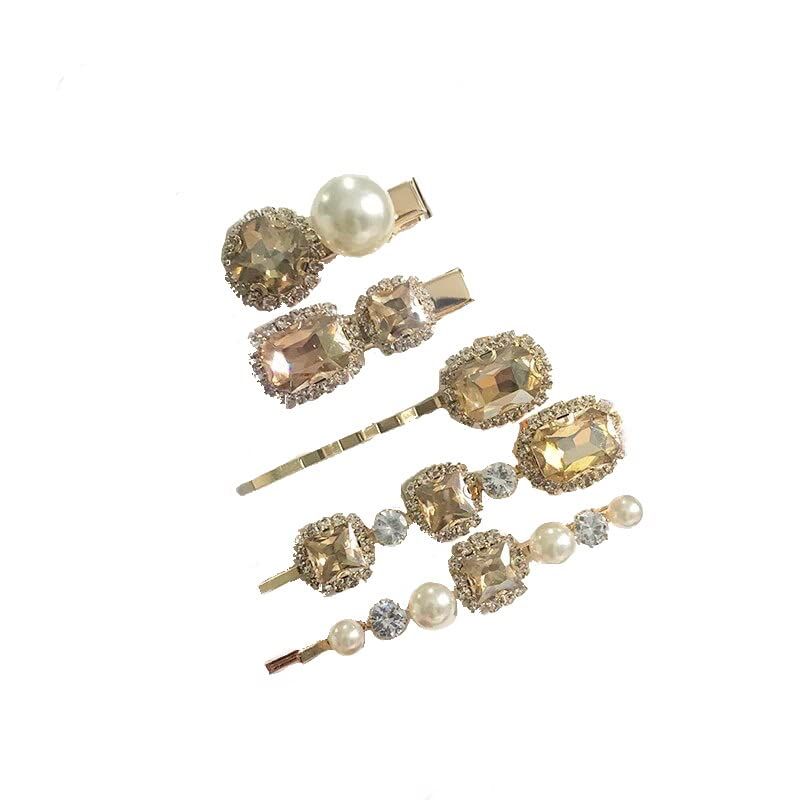 【新品】 ヘアピン ５本セット ヘアーアクセサリー ビジュー ストーン レディース 人気 可愛い キラキラ (ゴールド) 0