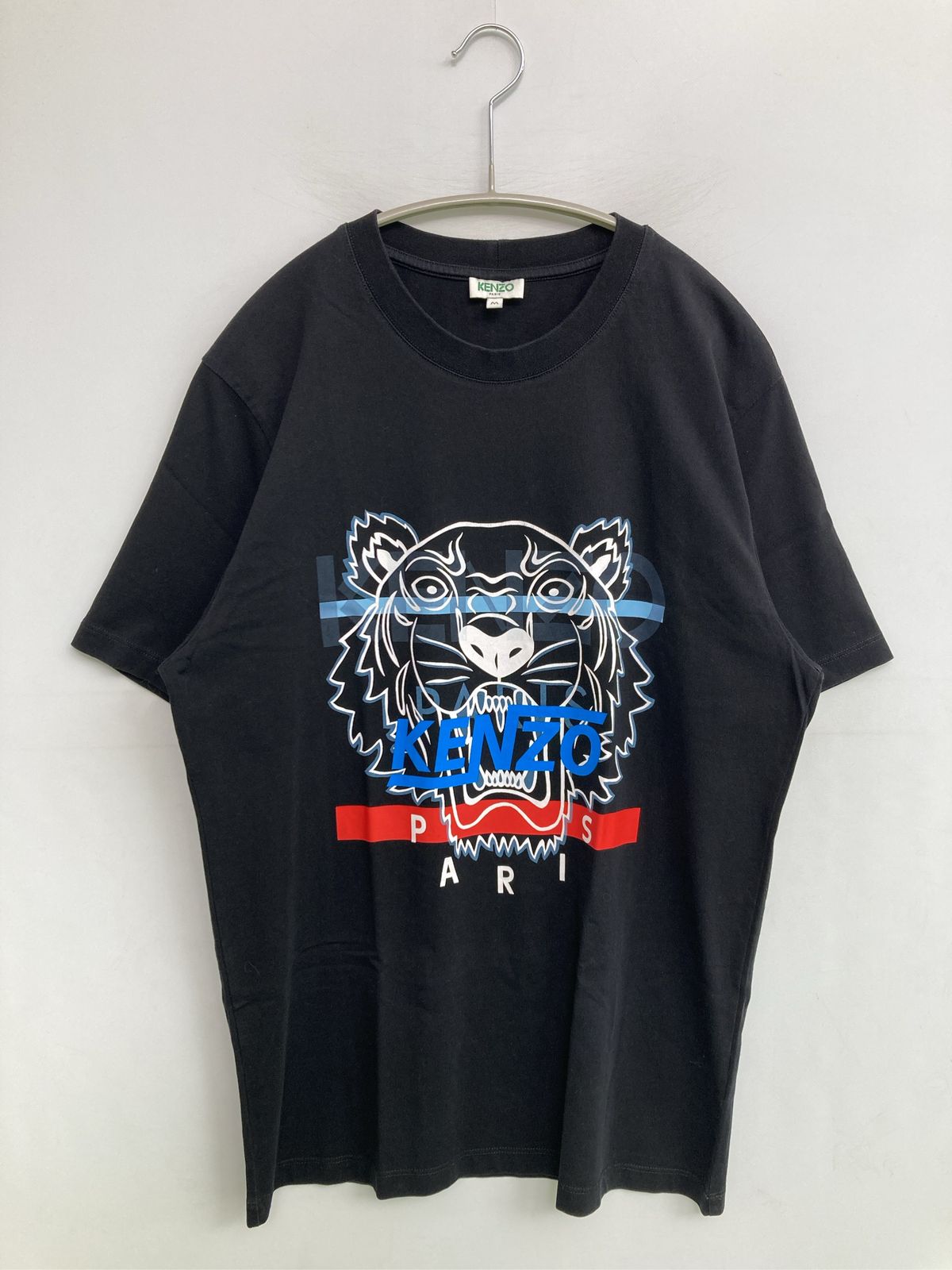 KENZO ケンゾー Tシャツ/カットソー M ブラック 前面プリント ミドル丈 半袖 クルーネック(丸首)