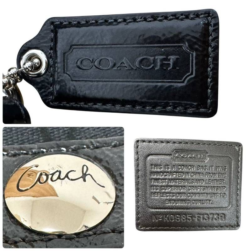 【美品】COACH コーチ シグネチャー ショルダーバッグ ブラック ソーホー 美品・鑑定済】COACH コーチ ソーホー シグネチャー ショルダーバッグ