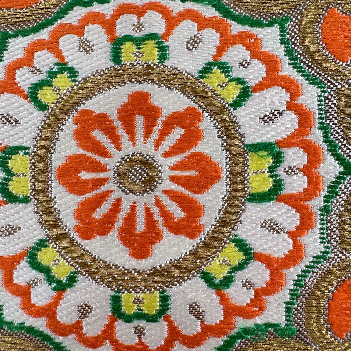 袋帯 名品 川島織物 落款 華文 草花 金糸 箔 クリーム 六通 正絹 袋帯 名品 川島織物 落款 華文 草花 金糸 箔 クリーム 六通 正絹