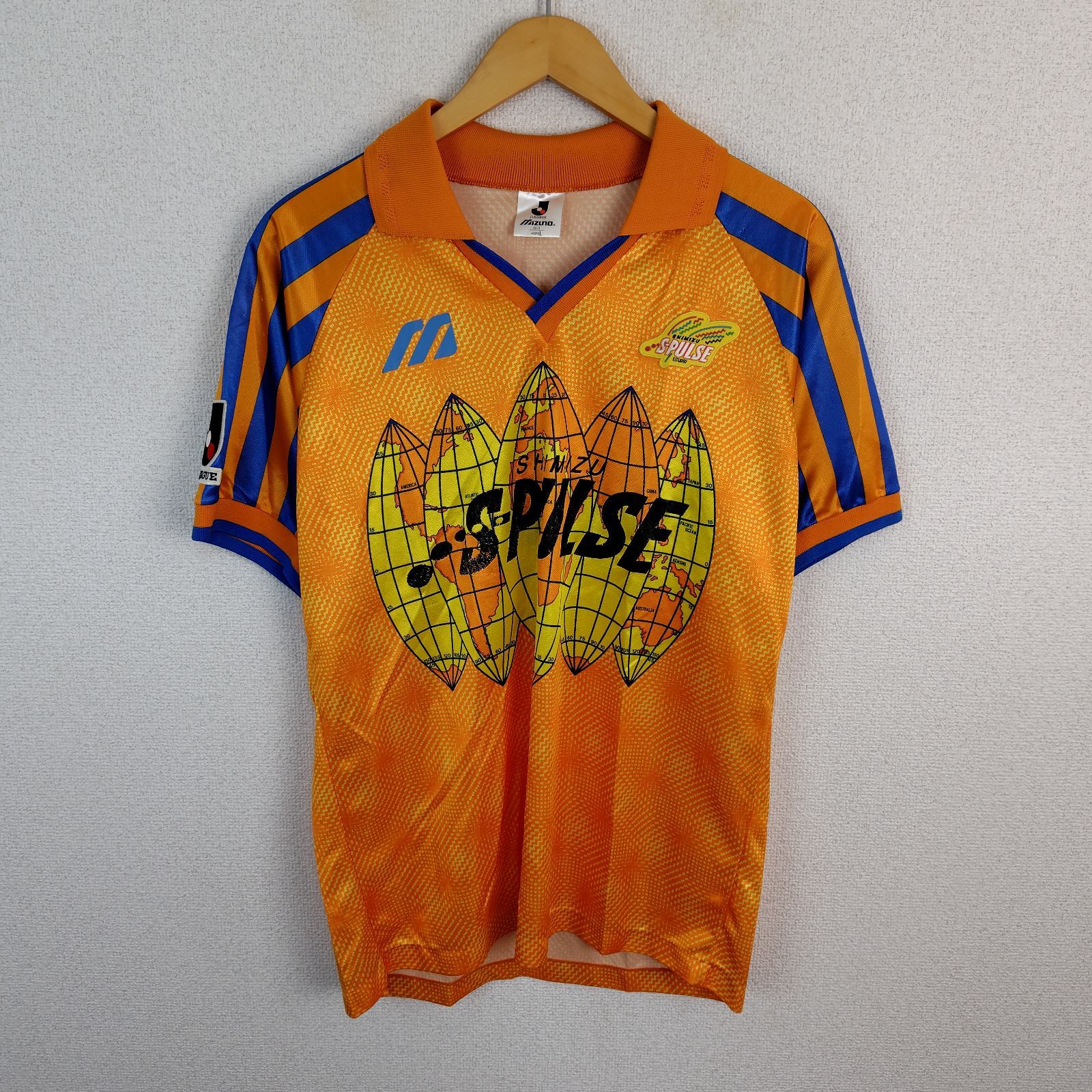 90s Mizuno ミズノ 清水エスパルス ゲームシャツ オレンジ Lサイズ