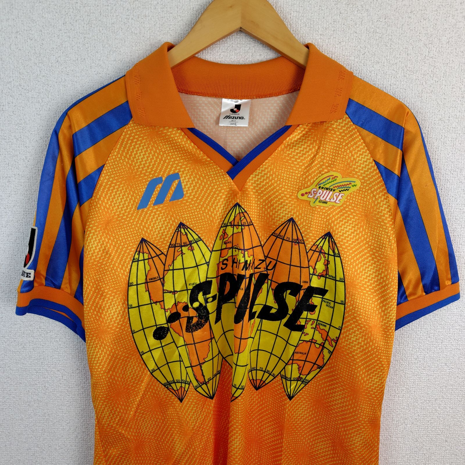 90s Mizuno ミズノ 清水エスパルス ゲームシャツ オレンジ Lサイズ