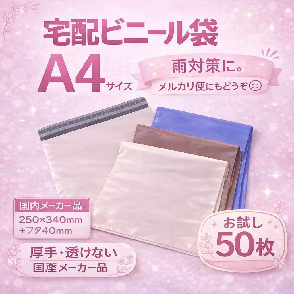 宅配ビニール袋 a4 かわいい メルカリストア 梱包資材 お試し 発送用 宅配ビニール袋 かわいい a4 メルカリストア 梱包資材