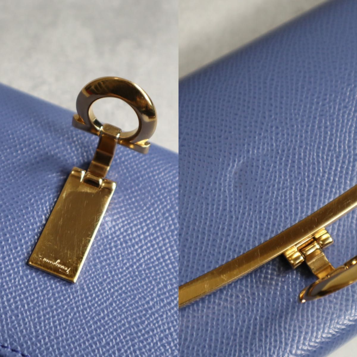 新品同様 サルヴァトーレフェラガモ ガンチーニ レザー ライトブルー 長財布 水色 0924【中古】Salvatore Ferragamo Salvatore Ferragamo（財布 ・ ブルー・ネイビー/青色系）のフリマ