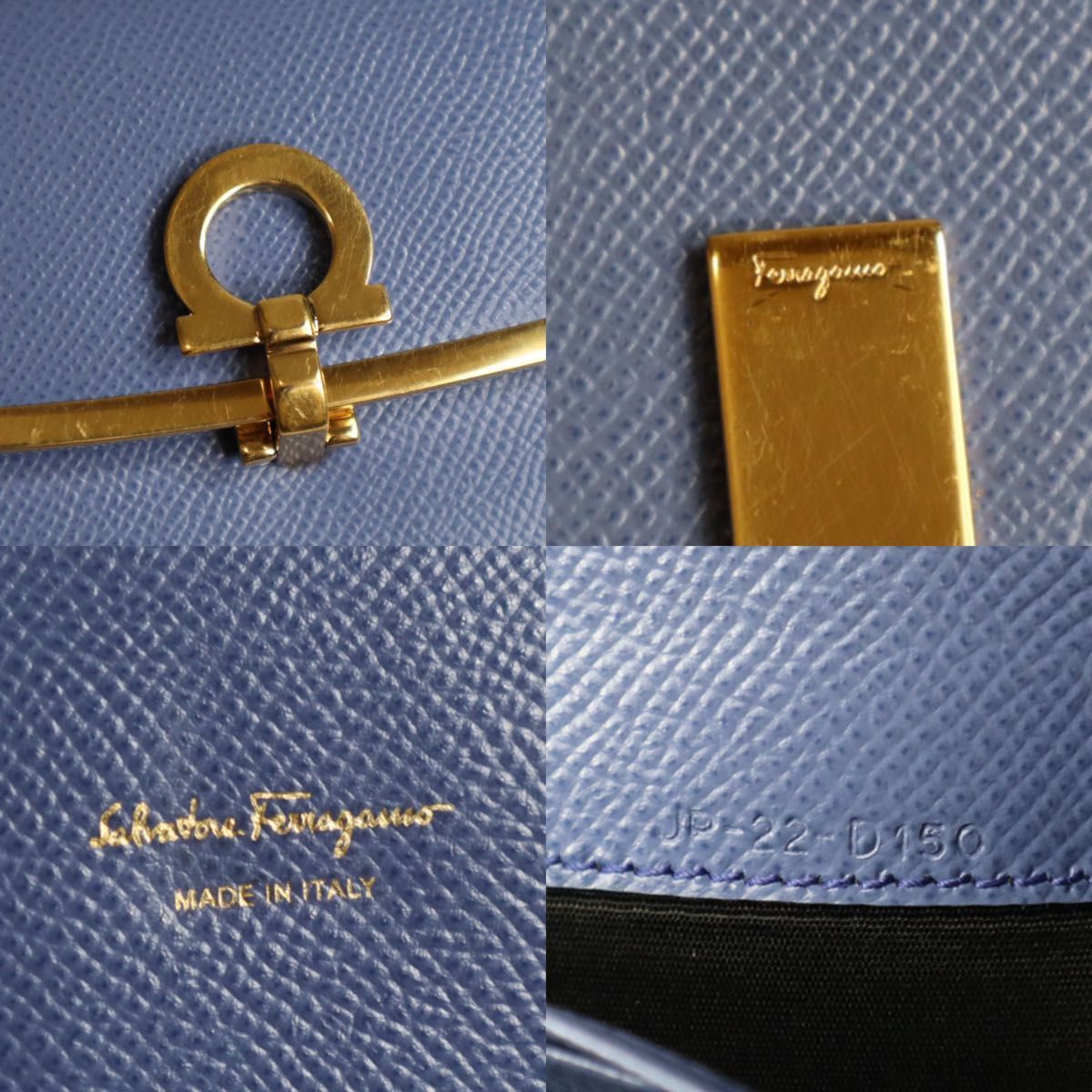 サルヴァトーレ フェラガモ 二つ折り 長財布 ネイビー ガンチーニ 財布 レザー 中古 JL-22 BO65 Salvatore Ferragamo シンプル ロゴ フラップ ヴィンテージ 定番 人気 紺色 小物 革 ロング ウォレット Salvatore Ferragamo（財布 ・ ブルー・ネイビー/青色系）のフリマ