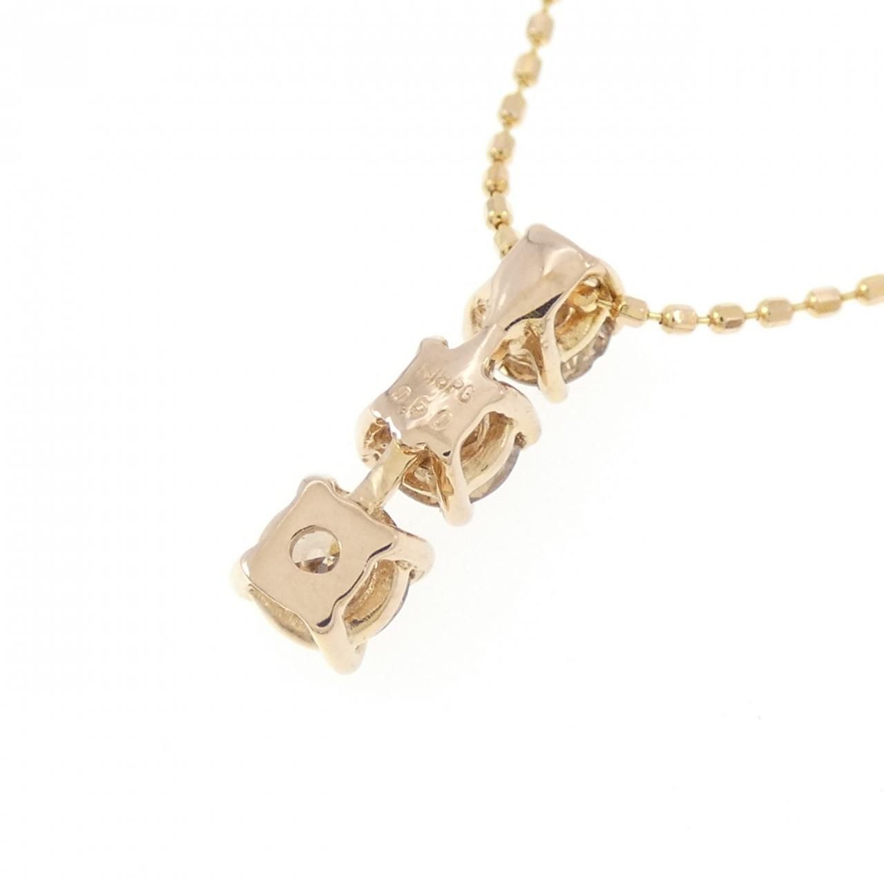 K18PG スリーストーン ダイヤモンド ネックレス 0.50CT - メルカリ