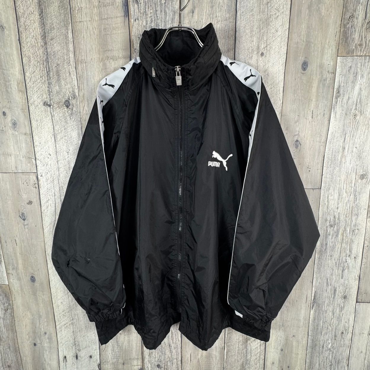 OLD PUMA 90s プーマ ブラック フード収納 フルジップ ラグラン 