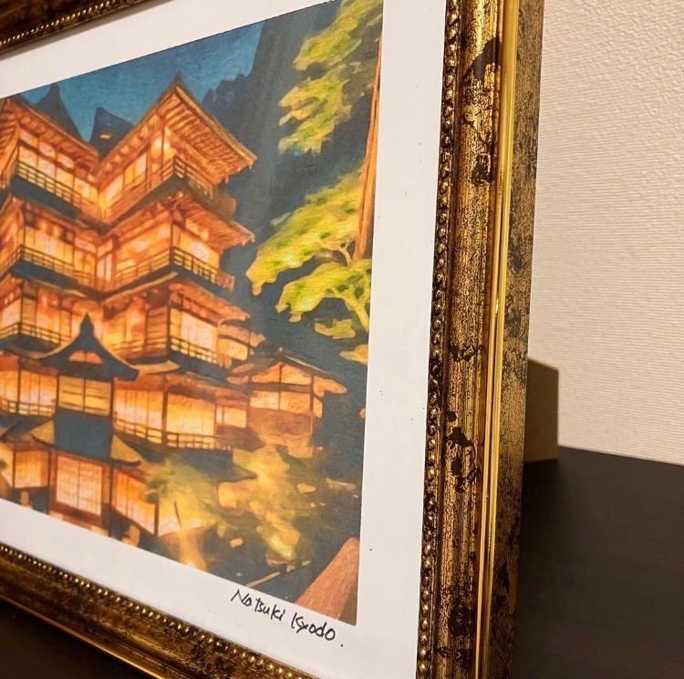 ジブリアート109 千と千尋の神隠しより「金具屋」額装品 額縁寸法45